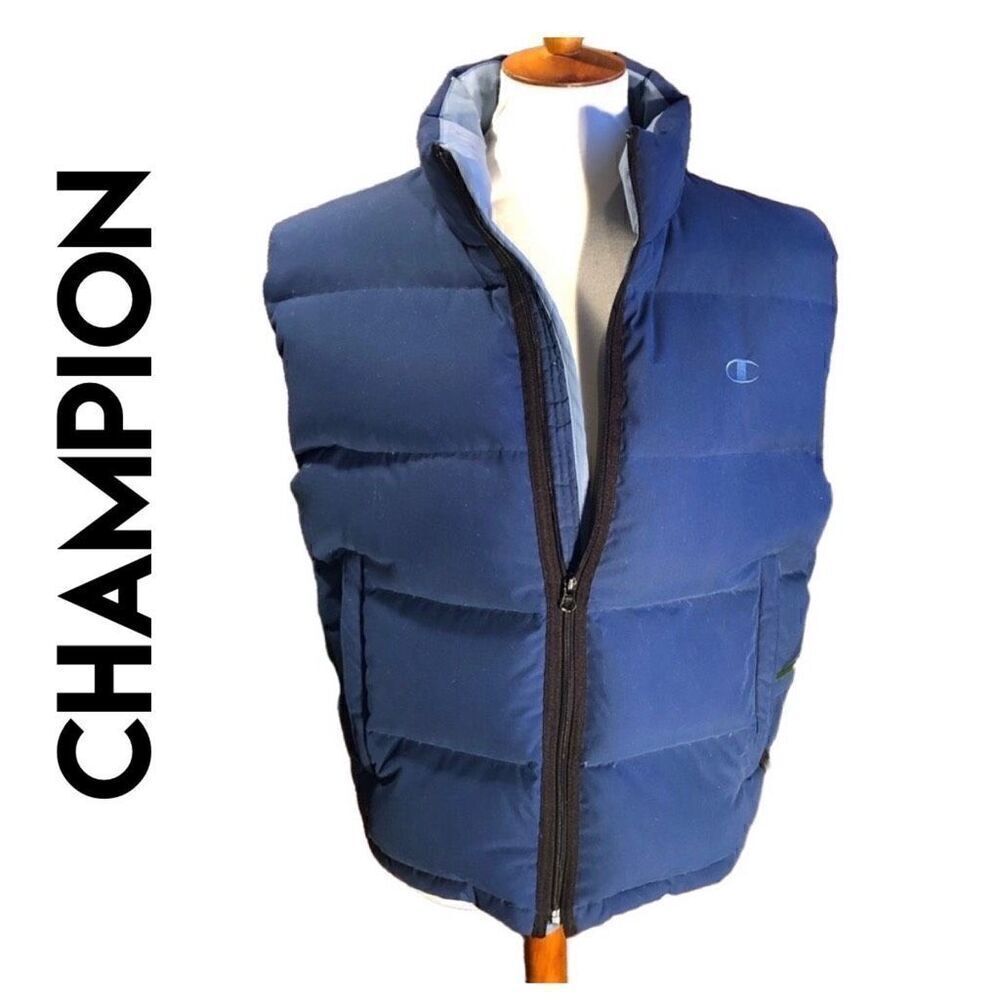 Champion Navy Blue Down Puffer Vest Size Small-EUC